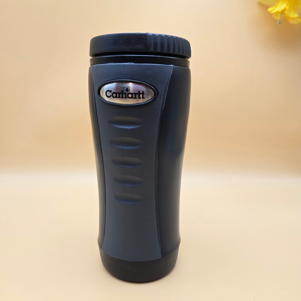 Carhartt Black Insulated Travel Mug 16oz Tumbler with Grip & Lid Rugged Workwear